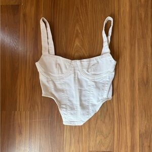Zara White Denim Corset Top